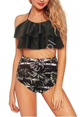 Bikini damskie czarno białe z palmami 5061