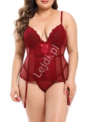 Gorset plus size z paskiem do pończoch, seksowny gorset plus size 0181