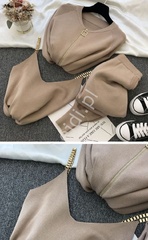Dzianinowy karmelowy zestaw, dres damski , bluza, spodnie,  top 9269