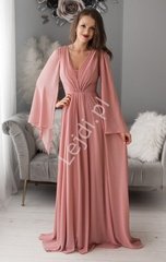 Olśniewająca sukienka wieczorowa w kolorze pustynno różowym1416