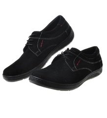 Pantofelek24.pl | sportowe buty męskie z naturalnej skóry zamszowej czarne