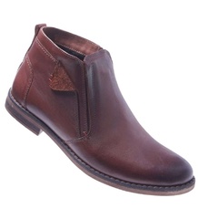 Pantofelek24.pl | zimowe męskie buty ze skóry naturalnej brązowe
