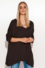Asymetryczna bluzka o kroju oversize - czarna