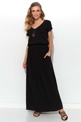 Czarna letnia sukienka maxi z kieszeniami