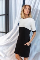Czarno biała dwubarwna krótka sukienka z kieszeniami