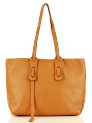 Torba shopper na zakupy ze skóry naturalnej camel