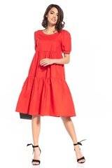 Zwiewna midi sukienka - czerwonah