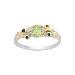 Srebrny pierścionek z peridotem i szafirem - europa 14; us 7, 17 mm