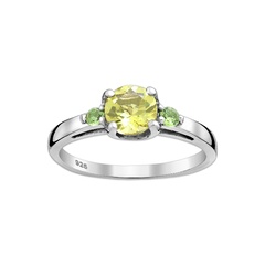Srebrny pierścionek z cytrynem i peridotem - europa 17, us 8, 18 mm