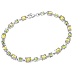 Srebrna bransoletka z cytrynem i peridotem
