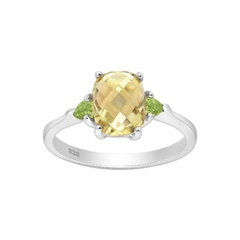Srebrny pierścionek z lemon kwarc i peridotem - europa 14; us 7, 17 mm