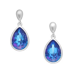 Srebrne kolczyki kryształy swarovskiego kolor royal blue delight