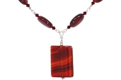 Srebrny naszyjnik agat karneol kryształ swarovski