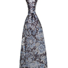 Brązowy krawat jedwabny w kwiatowy motyw osovski sp1818 8cm
