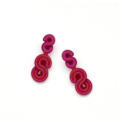 Kolczyki soutache - fuksja czerwień medium