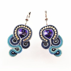 Sutaszowe kolczyki navy hearts