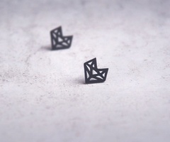 Geometric hearts : mini kolczyki : black