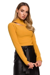 Golf z wycięciem-musztardowy(m-608)