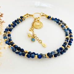Bransoletka lapis lazuli z perłą i zawieszką