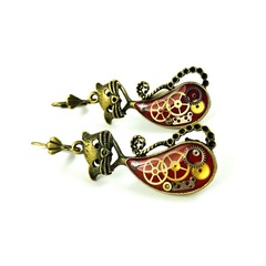 Kolczyki steam - cat red