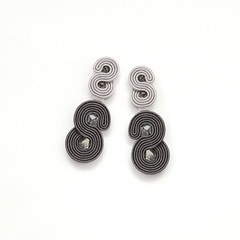 Kolczyki soutache - szary grafitowy medium