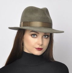 Kapelusz damski fedora welur miranda khaki