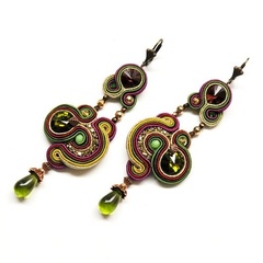 Sutaszowe kolczyki olive & grape