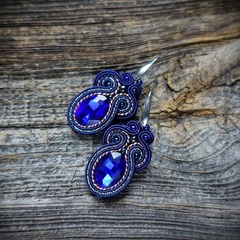 Granatowe kolczyki soutache