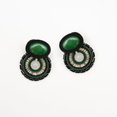 Zielone kolczyki soutache duże wkrętki