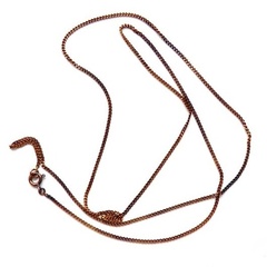 Łańcuszek ogniwkowy srebrny  brązowy 45 cm