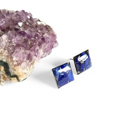 Kwadraty lapis lazuli kolczyki sztyfty