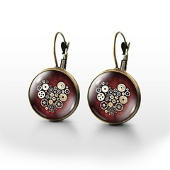 Kolczyki - steampunk heart - brąz