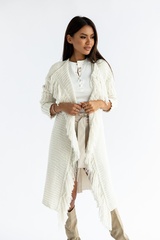 Kardigan z frędzlami boho  beige