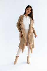 Kardigan z frędzlami boho  camel