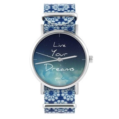Zegarek - live your dreams - niebieski, kwiaty