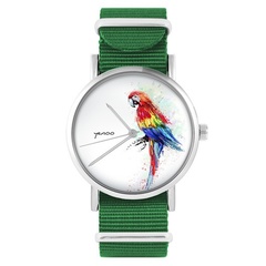 Zegarek - papuga - zielony, nylonowy