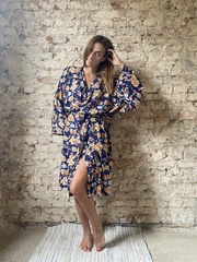 Szlafrok narzutka kimono z wiskozy granat