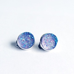 Klipsy - druzy jasny fiolet - małe