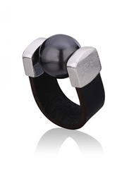 Pierścionek black pearl ring in silver