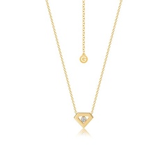 Naszyjnik diament n05 gold /biały kryształek/