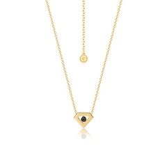 Naszyjnik diament n06 gold /czarny kryształek/
