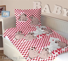 Pościel satynowa 2 częściowa teddy my teddy greno - czerwona