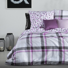 Pościel bawełniana ness eurofirany amarantowy/szary