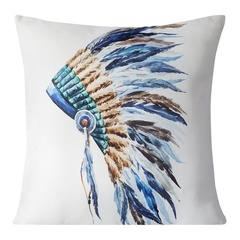 Poszewka dekoracyjna pióro eurofirany biały/niebieski