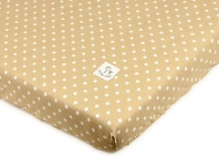 Prześcieradło z gumką grochy taupe cocobird mocca
