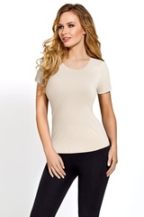 Blv 018 bluzka z krótkim rękawem gaia vestiva beżowa