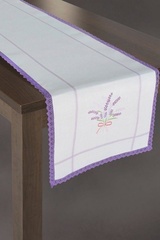 Obrus saide eurofirany kremowy/fioletowy