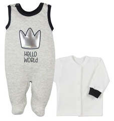 Komplet niemowlęcy hello world koala szary