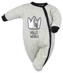 Pajac niemowlęcy hello world koala szary