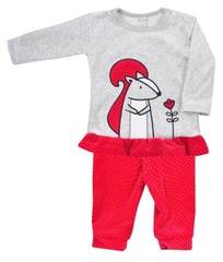 Dres niemowlęcy welurowy  wiewiór  koala czerwony